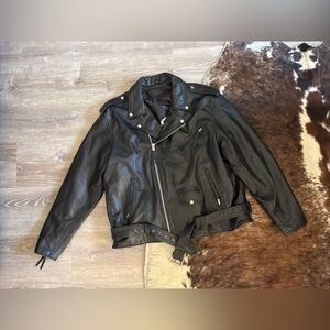 The Alley Chicago Leather Motorcycle Jacket Men's 4xl Biker Quilt Lined